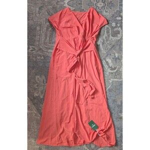 Halara Breezeful™ V Neck Short Sleeve Pocket Tie Back Quick Dry Midi Size XL NWT